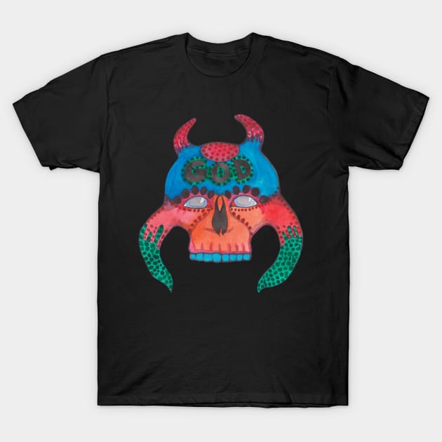 Colorful unique mask skull T-Shirt by deadblackpony